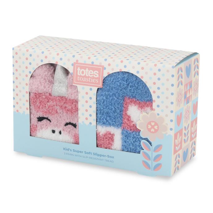 totes toasties® Girls Super Soft Slipper Socks (Twin Pack) Unicorn Extra Image 1
